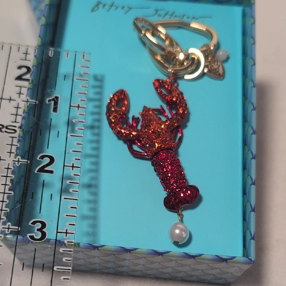Betsey Johnson Sparkling Red Lobster Keychain/Bag Charm